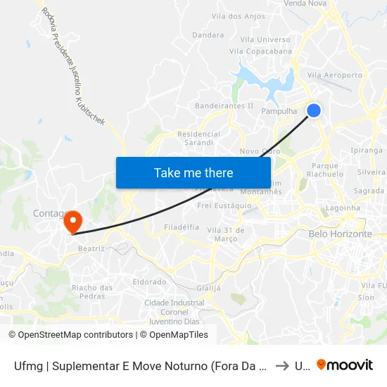 Ufmg | Suplementar E Move Noturno (Fora Da Pista Exclusiva) to Una map