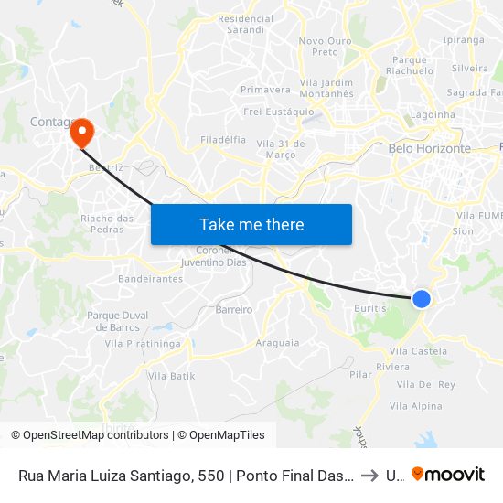 Rua Maria Luiza Santiago, 550 | Ponto Final Das Linhas Do Bh Shopping to Una map