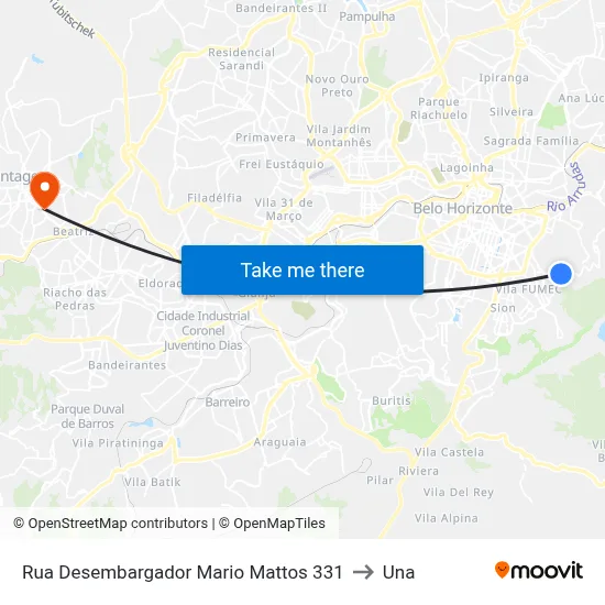 Rua Desembargador Mario Mattos 331 to Una map