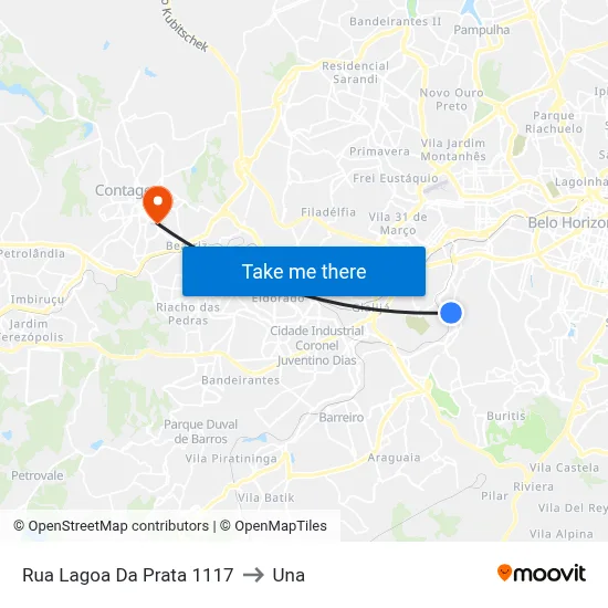 Rua Lagoa Da Prata 1117 to Una map
