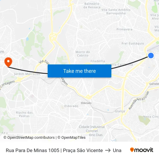 Rua Para De Minas 1005 | Praça São Vicente to Una map