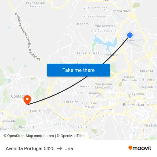 Avenida Portugal 5425 to Una map