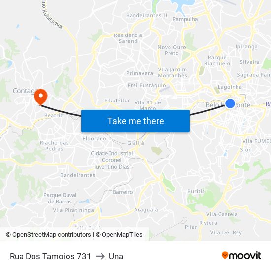 Rua Dos Tamoios 731 to Una map