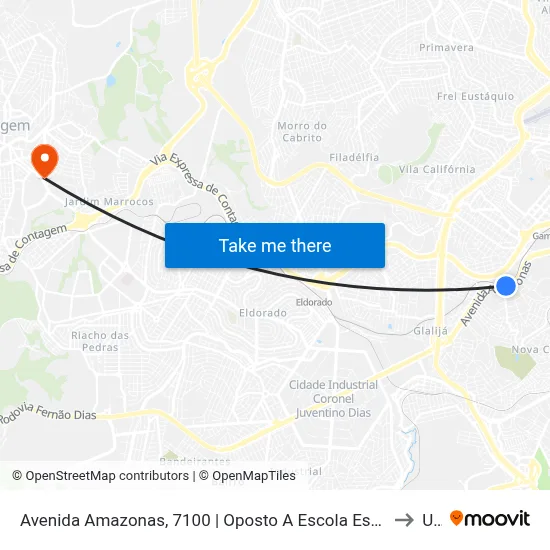 Avenida Amazonas, 7100 | Oposto A Escola Estadual Ordem E Progresso to Una map