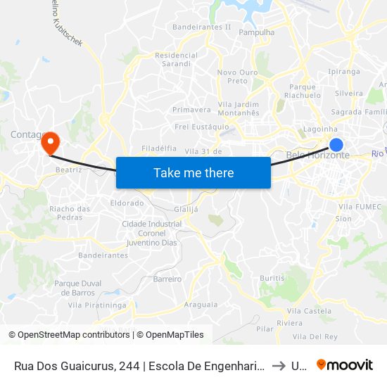 Rua Dos Guaicurus, 244 | Escola De Engenharia 2 to Una map