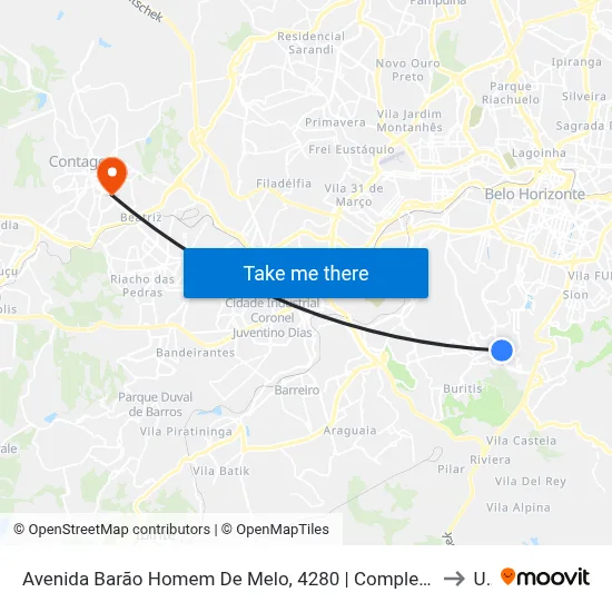 Avenida Barão Homem De Melo, 4280 | Complexo Lojas Dafra, Kawasaki, Ducati, Yamaha to Una map
