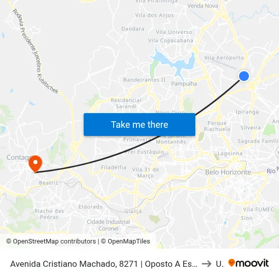 Avenida Cristiano Machado, 8271 | Oposto A Estação 1º De Maio Sentido Centro De B.H. to Una map