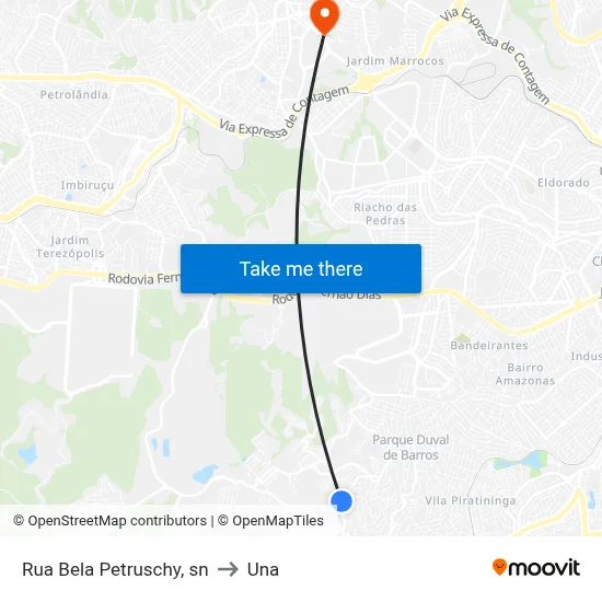 Rua Bela Petruschy, sn to Una map