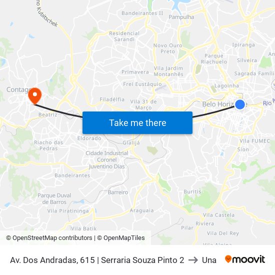 Av. Dos Andradas, 615 | Serraria Souza Pinto 2 to Una map