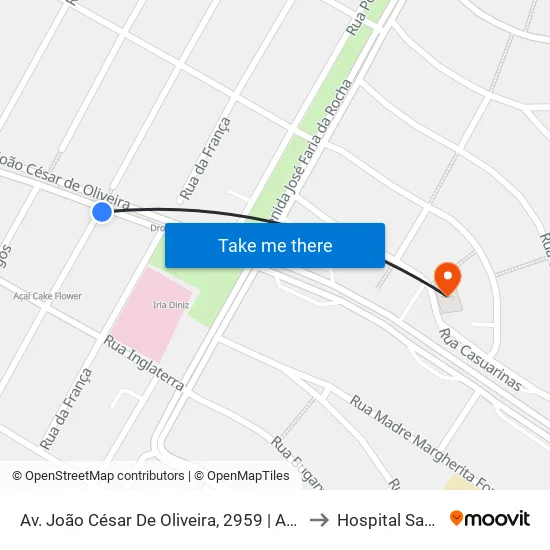 Av. João César De Oliveira, 2959 | Antes Do Antigo Iria Diniz to Hospital Santa Helena map