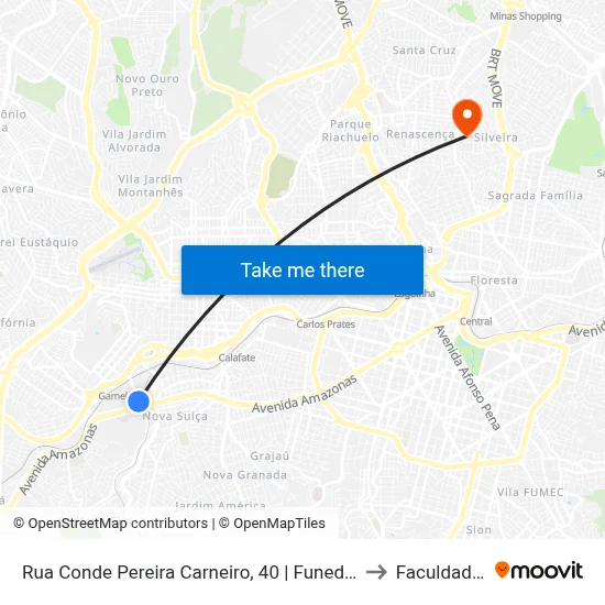 Rua Conde Pereira Carneiro, 40 | Funed Sentido Via Expressa (Gameleira) to Faculdade Universo map