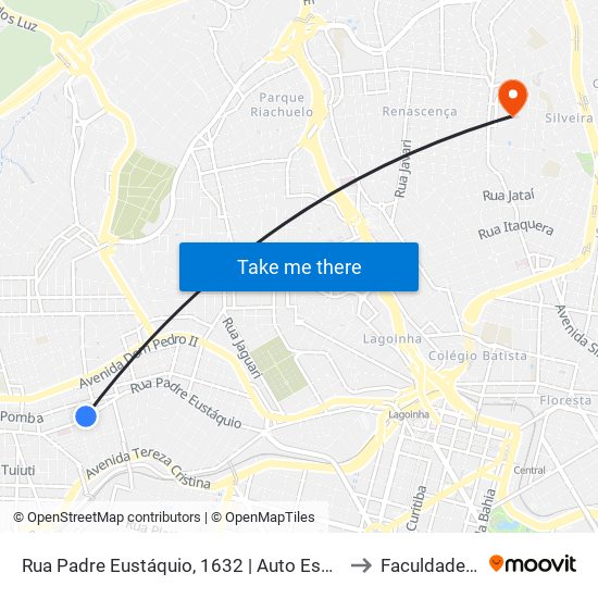 Rua Padre Eustáquio, 1632 | Auto Escola Parati - Carlos Prates to Faculdade Universo map