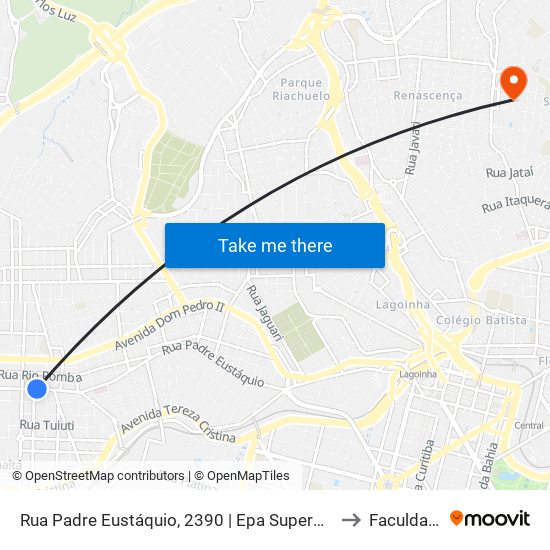 Rua Padre Eustáquio, 2390 | Epa Supermercados E Oposto A Igreja Padre Eustáquio to Faculdade Universo map