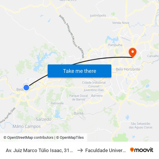 Av. Juiz Marco Túlio Isaac, 3138 to Faculdade Universo map