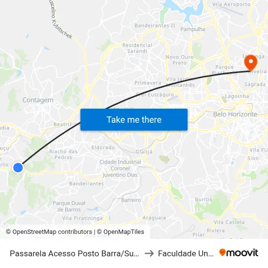 Passarela Acesso Posto Barra/Supergasbrás to Faculdade Universo map
