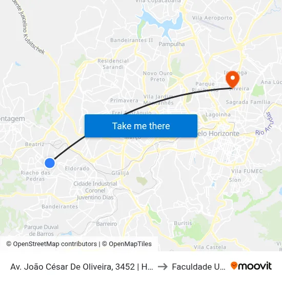 Av. João César De Oliveira, 3452 | Hotel Amsterdam to Faculdade Universo map