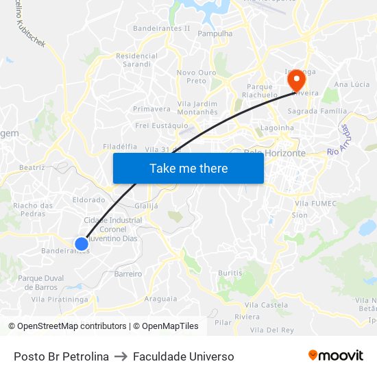 Posto Br Petrolina to Faculdade Universo map