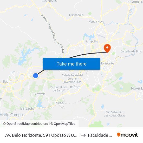 Av. Belo Horizonte, 59 | Oposto A Upa Uai Teresópolis to Faculdade Universo map
