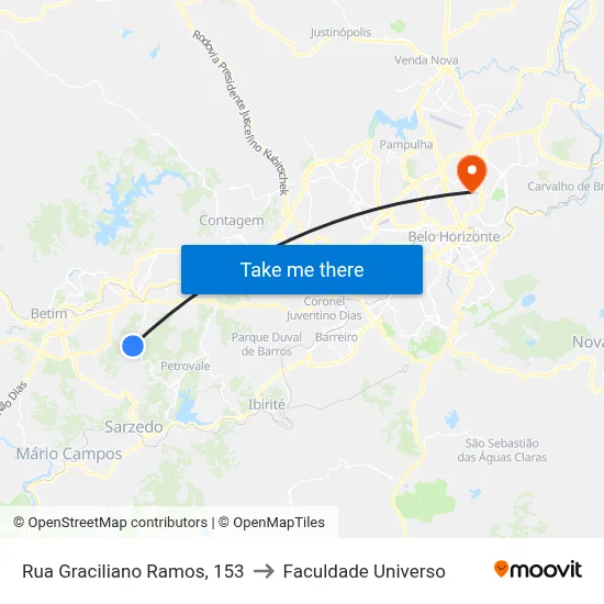 Rua Graciliano Ramos, 153 to Faculdade Universo map