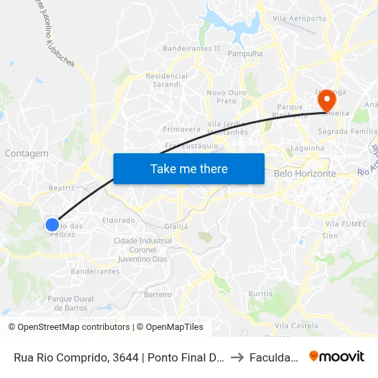 Rua Rio Comprido, 3644 | Ponto Final Das Linhas 7900 E 7905 No Santa Cruz to Faculdade Universo map