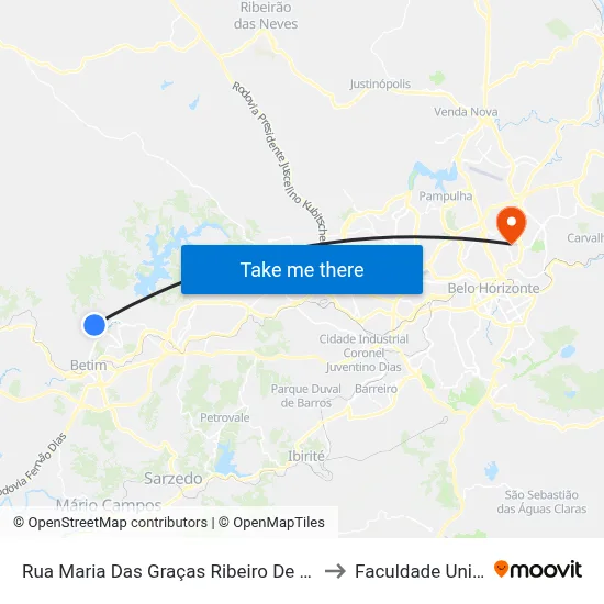 Rua Maria Das Graças Ribeiro De Jesus, 140 to Faculdade Universo map