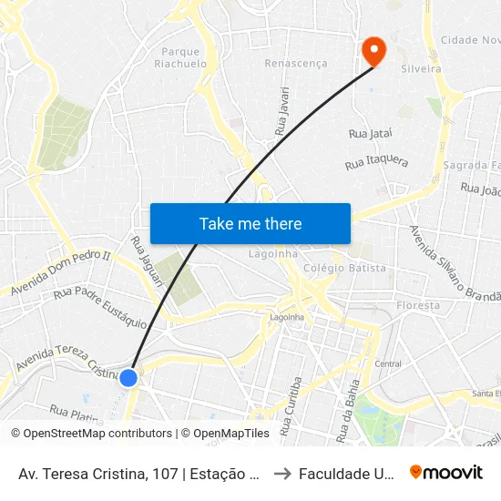 Av. Teresa Cristina, 107 | Estação Carlos Prates to Faculdade Universo map