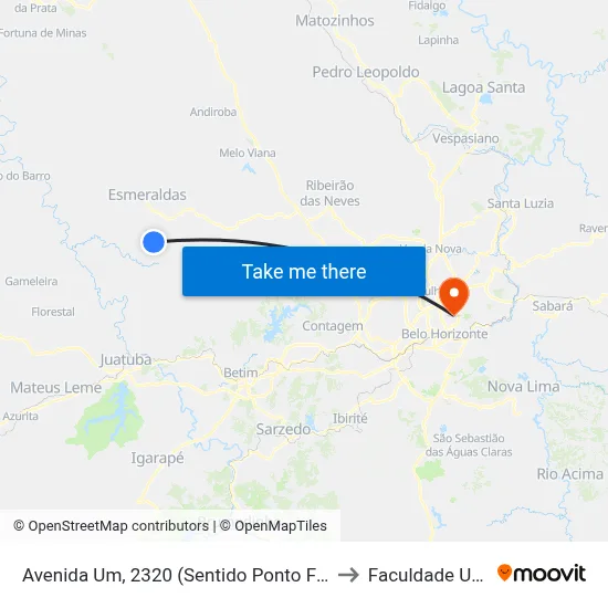 Avenida Um, 2320 (Sentido Ponto Final Dumaville) to Faculdade Universo map