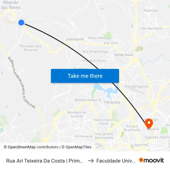 Rua Ari Teixeira Da Costa | Prima Linea to Faculdade Universo map