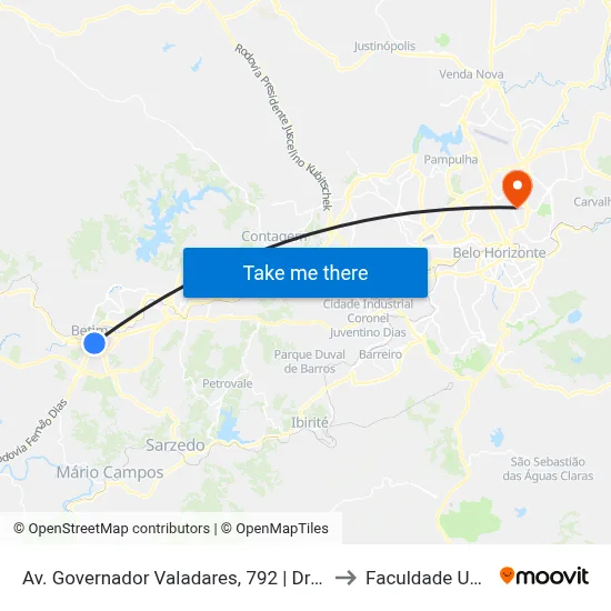 Av. Governador Valadares, 792 | Drogaria Araújo to Faculdade Universo map