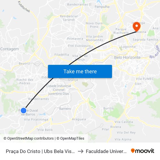 Praça Do Cristo | Ubs Bela Vista to Faculdade Universo map