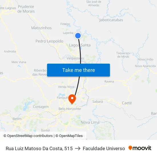 Rua Luiz Matoso Da Costa, 515 to Faculdade Universo map
