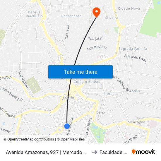 Avenida Amazonas, 927 | Mercado Central (Amazonas) to Faculdade Universo map