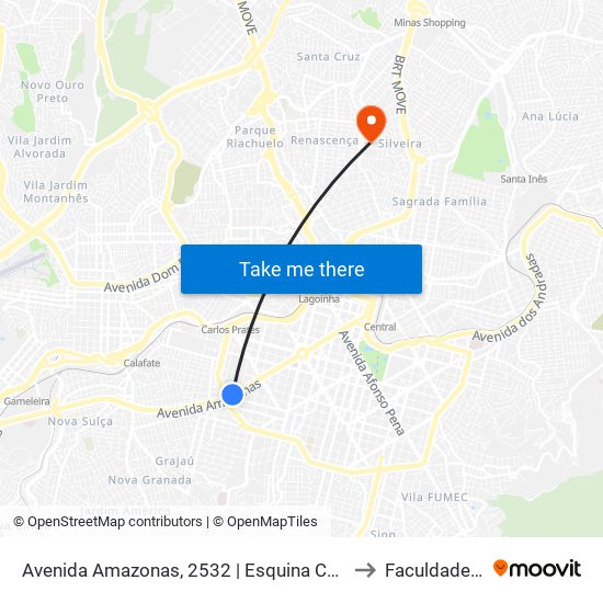 Avenida Amazonas, 2532 | Esquina Com Rua Tenente Brito Melo to Faculdade Universo map