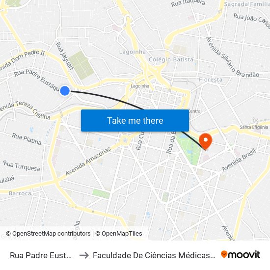 Rua Padre Eustáquio, 152 to Faculdade De Ciências Médicas De Minas Gerais map