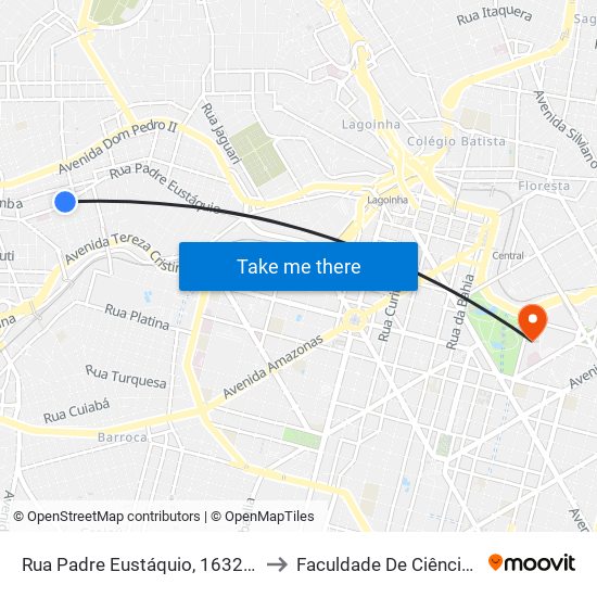 Rua Padre Eustáquio, 1632 | Auto Escola Parati - Carlos Prates to Faculdade De Ciências Médicas De Minas Gerais map
