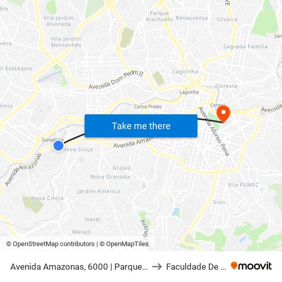 Avenida Amazonas, 6000 | Parque De Exposições Da Gameleira/Expominas E Oposto Ao Cefet-Mg Campus VI to Faculdade De Ciências Médicas De Minas Gerais map