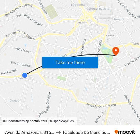 Avenida Amazonas, 3155 | Corpo De Bombeiros to Faculdade De Ciências Médicas De Minas Gerais map