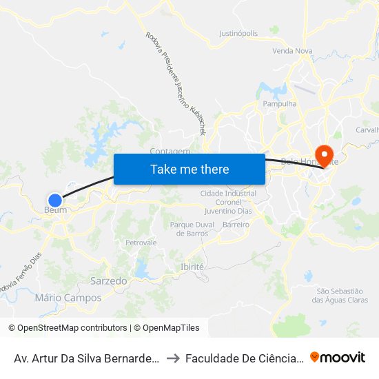 Av. Artur Da Silva Bernardes, 120 | Puc Minas Campus Betim to Faculdade De Ciências Médicas De Minas Gerais map