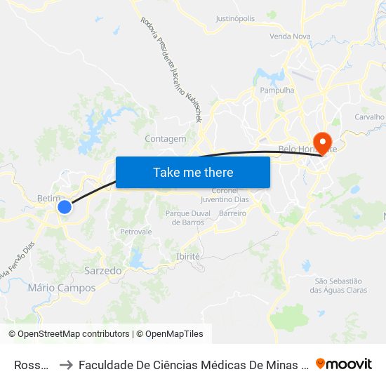 Rossetti to Faculdade De Ciências Médicas De Minas Gerais map