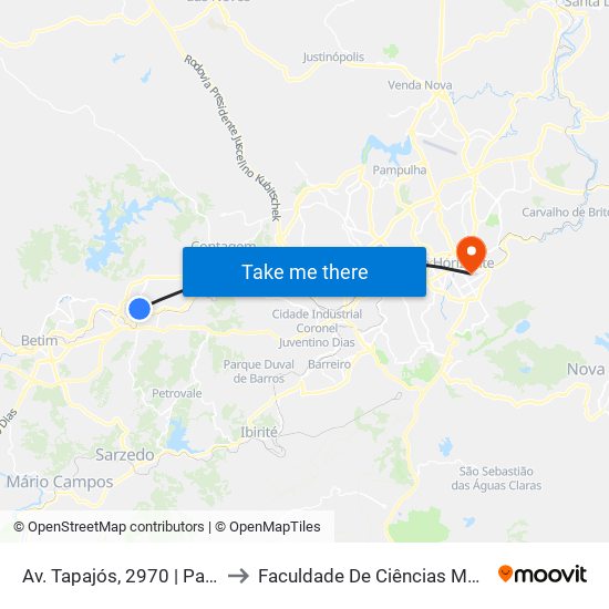 Av. Tapajós, 2970 | Padaria Vovó Lourdes to Faculdade De Ciências Médicas De Minas Gerais map