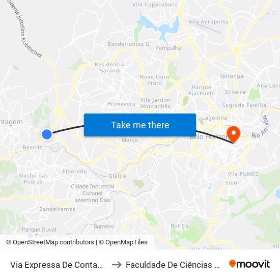 Via Expressa De Contagem, 4217 | Super Molas to Faculdade De Ciências Médicas De Minas Gerais map