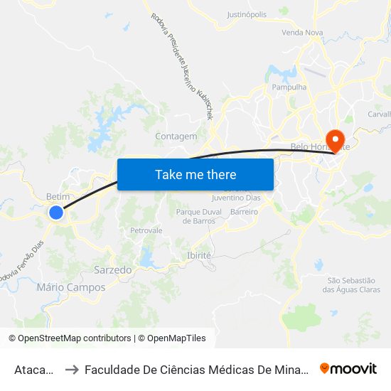 Atacadão to Faculdade De Ciências Médicas De Minas Gerais map