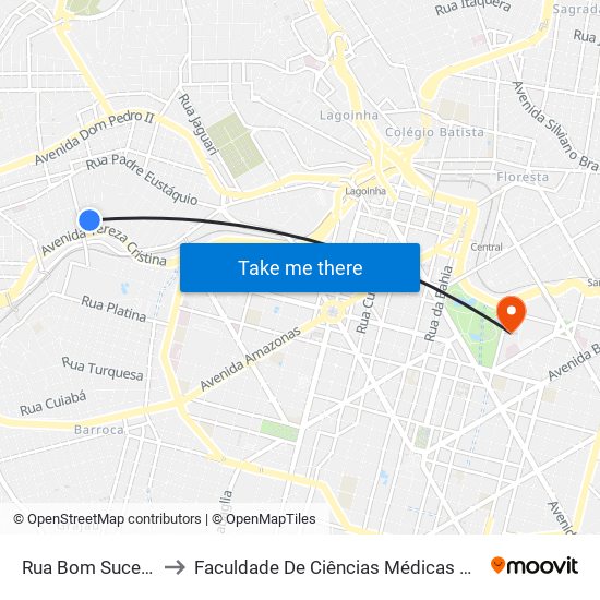 Rua Bom Sucesso 790 to Faculdade De Ciências Médicas De Minas Gerais map