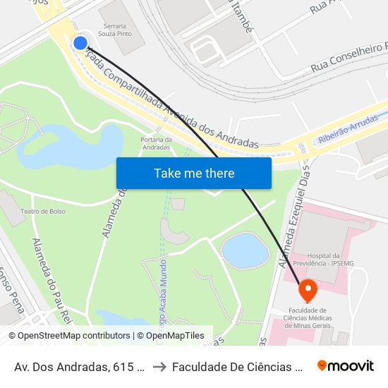 Av. Dos Andradas, 615 | Serraria Souza Pinto 2 to Faculdade De Ciências Médicas De Minas Gerais map