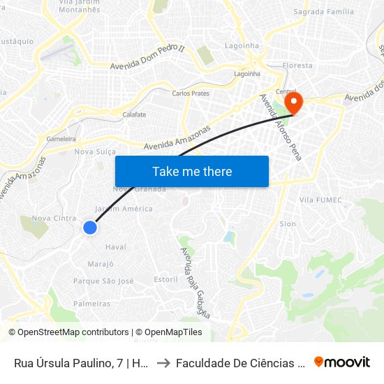 Rua Úrsula Paulino, 7 | Hospital Espírita André Luiz to Faculdade De Ciências Médicas De Minas Gerais map