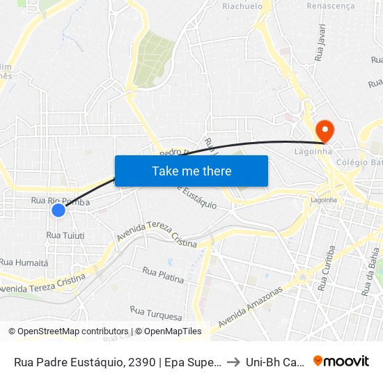 Rua Padre Eustáquio, 2390 | Epa Supermercados E Oposto A Igreja Padre Eustáquio to Uni-Bh Campus Lagoinha map