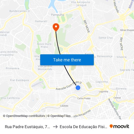 Rua Padre Eustáquio, 752 | Praça São Francisco Das Chagas to Escola De Educação Física, Fisioterapia E Terapia Ocupacional map