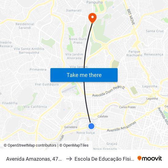 Avenida Amazonas, 4766 | Banco Do Brasil/Drogaria Araújo to Escola De Educação Física, Fisioterapia E Terapia Ocupacional map