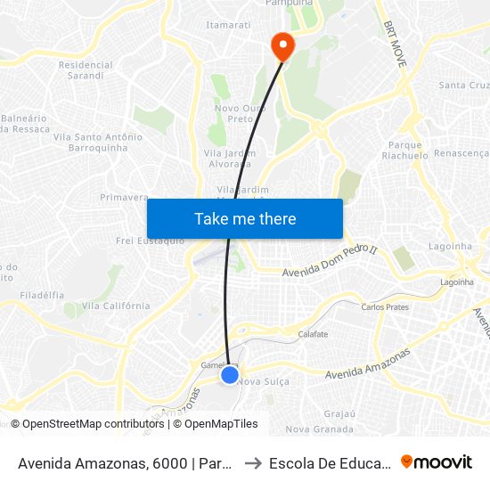 Avenida Amazonas, 6000 | Parque De Exposições Da Gameleira/Expominas E Oposto Ao Cefet-Mg Campus VI to Escola De Educação Física, Fisioterapia E Terapia Ocupacional map