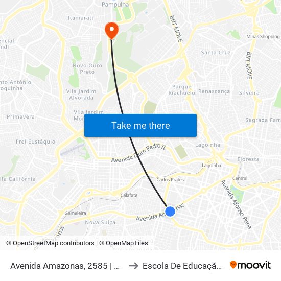 Avenida Amazonas, 2585 | Depois Da Esquina Com Contorno (Posto De Combustível) to Escola De Educação Física, Fisioterapia E Terapia Ocupacional map